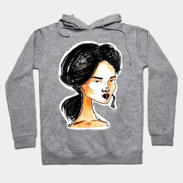 pretty young lady. cartoon portrait Hoodie by barbasantara